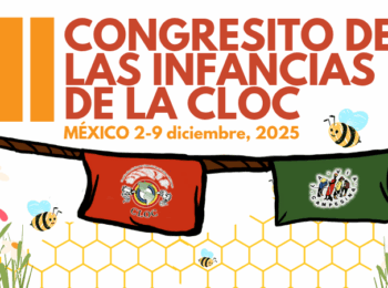 Afiche oficial: rumbo al II Congresito de las Infancias de la CLOC