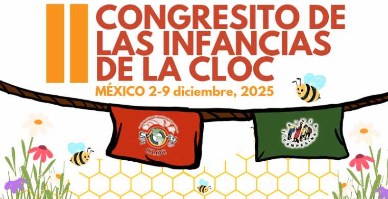 Afiche oficial: rumbo al II Congresito de las Infancias de la CLOC